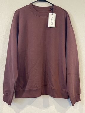 NWT Paper Denim & Cloth Relaxed Fit Rum Raisin Red Crewneck Sweatshirt Size LG